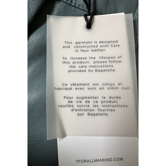 7 For All Mankind Smoky Blue Faux Leather Pants 5-Pocket Womens Size Small - Picture 6 of 8